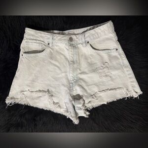 PacSun verylight blue denim ripped cut off high waist festival shorts size 29